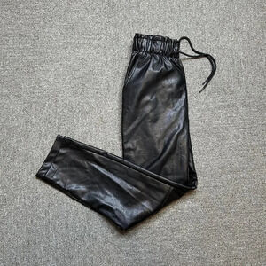 Abercrombie & Fitch Black High Rise Faux Leather Joggers Size Small